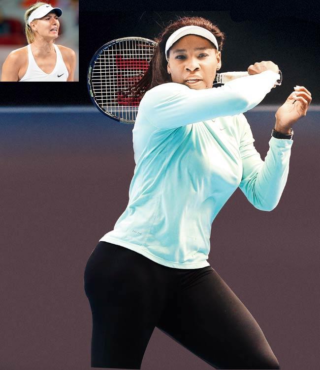 Serena Williams. Inset: Maria Sharapova.