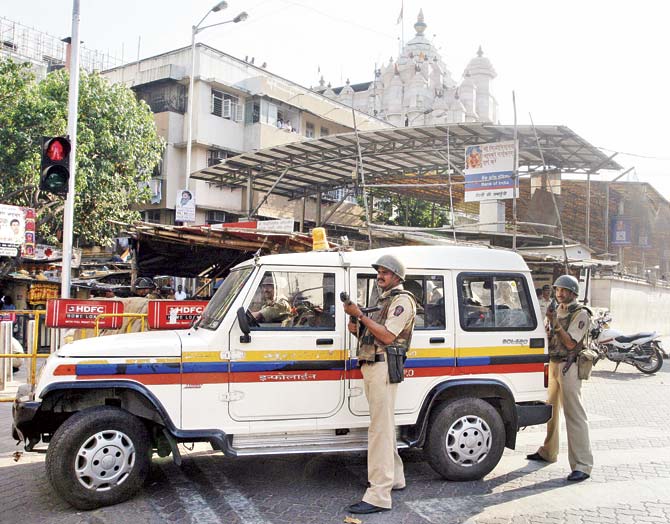 After receiving the circular, police have tightened security in and around Siddhivinayak temple. File pic for representation