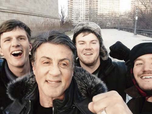 Group of friends take a selfie with actor Sylvester Stallone in Philadelphia. Pic/AFP