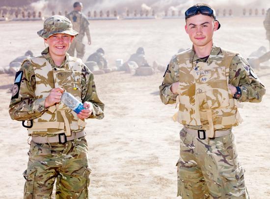 Young troops at the firing range in Helmand
