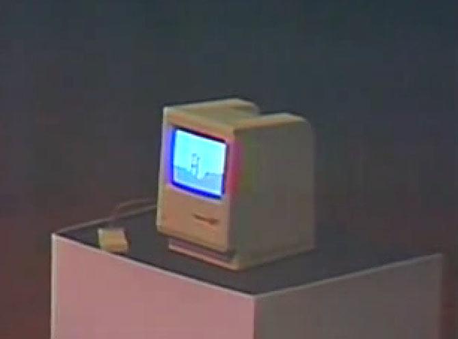 The Apple Macintosh as introduced by Steve Jobs in his 1984 keynote address. Pic/YouTube