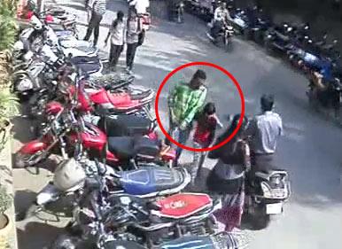 (Above and below) CCTV grabs from the video