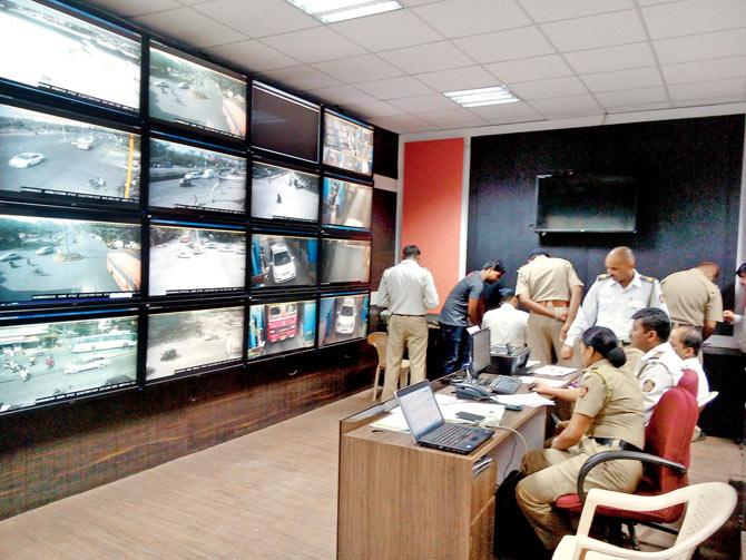 The police control room checks the CCTV footage