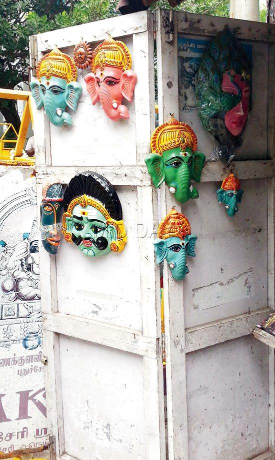 paper-made masks of Hindu deity Ganapati