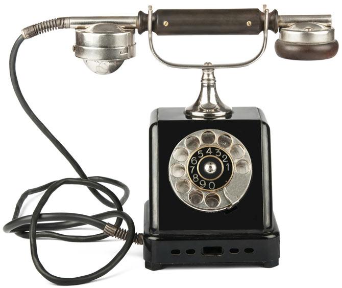 A representational model of a vintage telephone