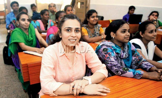 FRONT BENCHER: Ameesha Prabhu, CEO of Pankh (left in the first row) attends a class