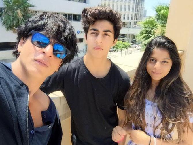 Shah Rukh Khan with son Aryan and daughter Suhana