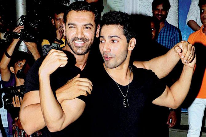 John Abraham (left) and Varun Dhawan. PIC/YOGEN SHAH