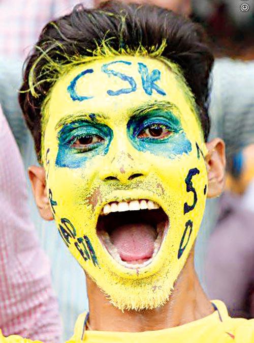 A die-hard Chennai Super Kings fan enjoying his team