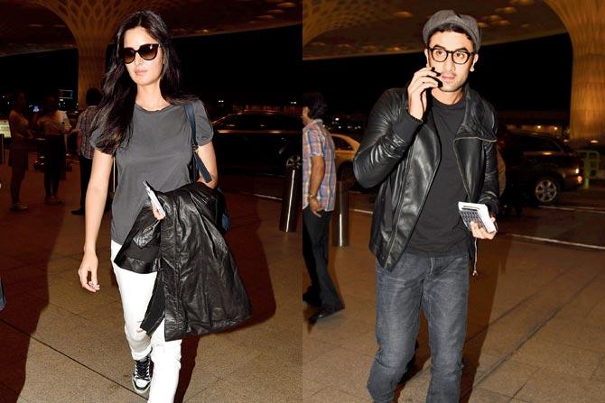Katrina Kaif and Ranbir Kapoor at the Mumbai airport