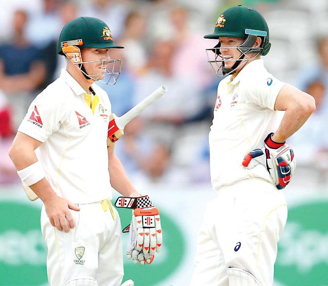 David Warner (left) and Chris Rogers during their 108-run stand