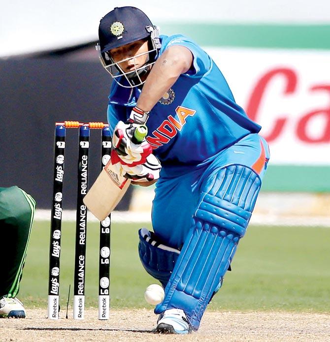 Sarfaraz Khan during an India U-19 World Cup match last year in UAE. File pic