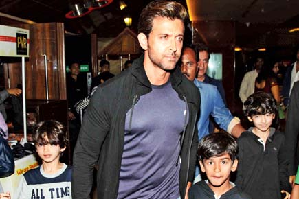 Spotted: Hrithik with sons Hrehaan and Hridhaan at a Mumbai multiplex