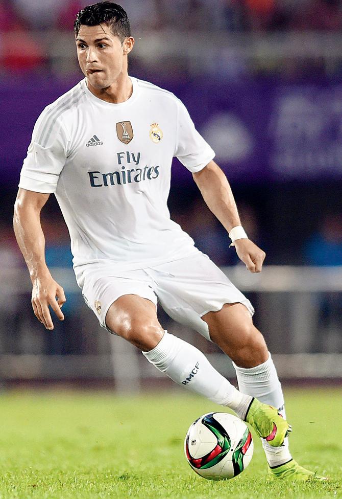 Real Madrid’s Cristiano Ronaldo in action during Champions Cup match against Inter Milan yesterday