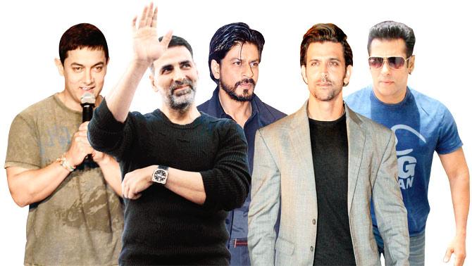 Aamir Khan, Akshay Kumar, Shah Rukh Khan, Hrithik Roshan and Salman Khan