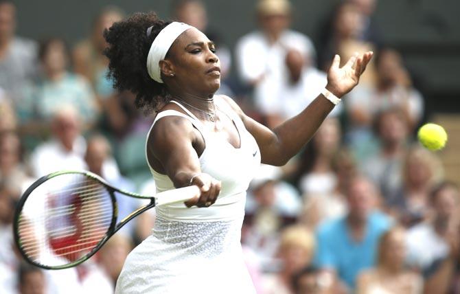 US player Serena Williams returns against Hungary