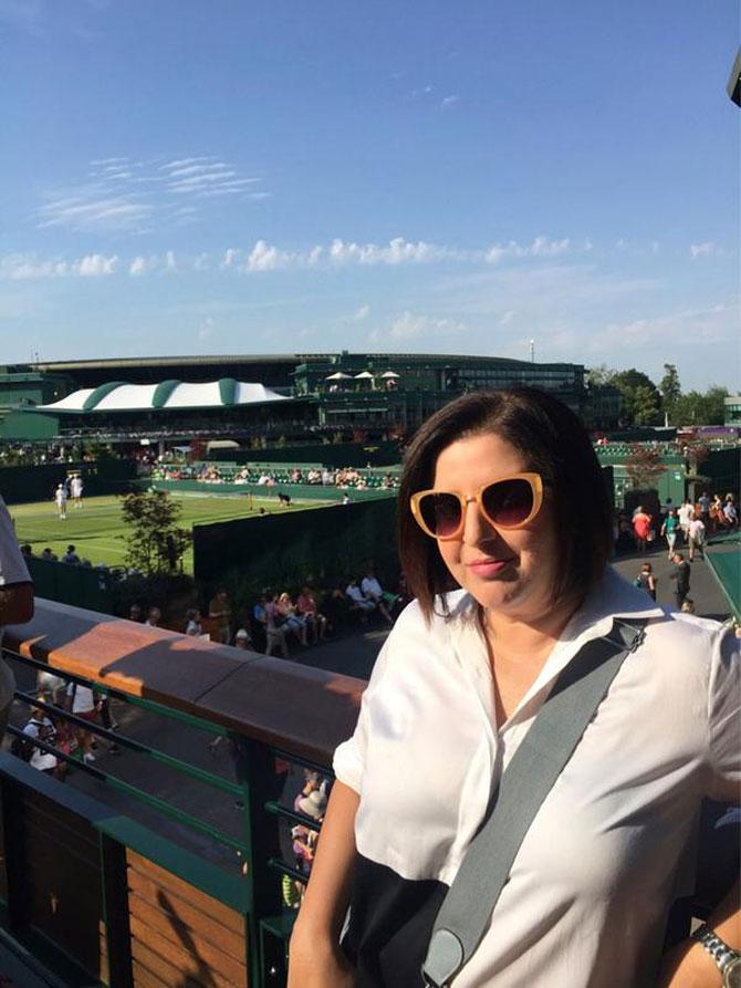 Farah Khan at Wimbledon. Picture courtesy: Farah