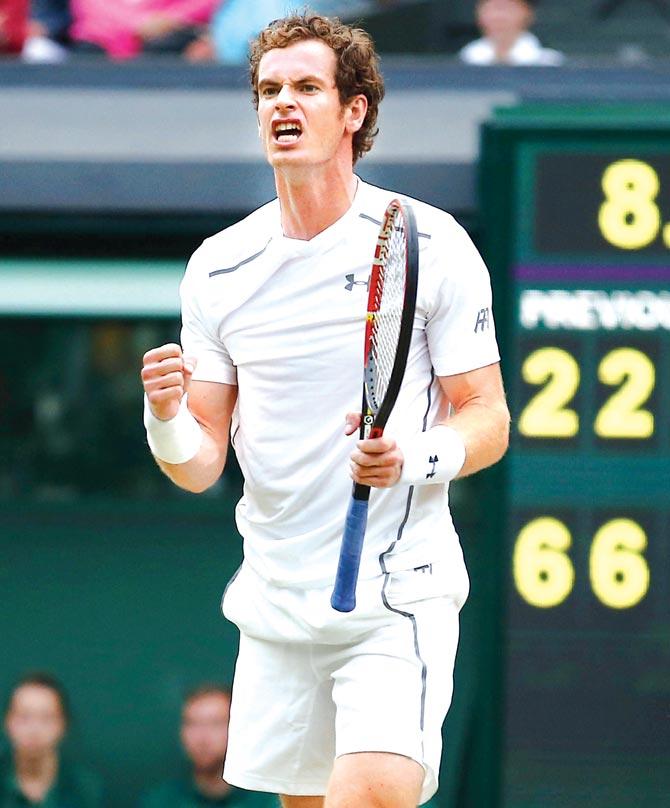 Andy Murray celebrates beating Andreas Seppi on Saturday. Pic/AFP
