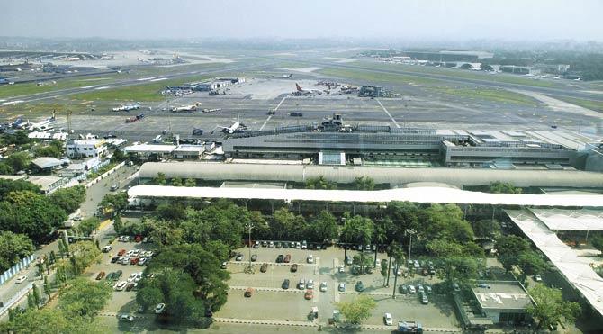 View of the car park at the domestic airport from the Air Traffic Control tower. File pic