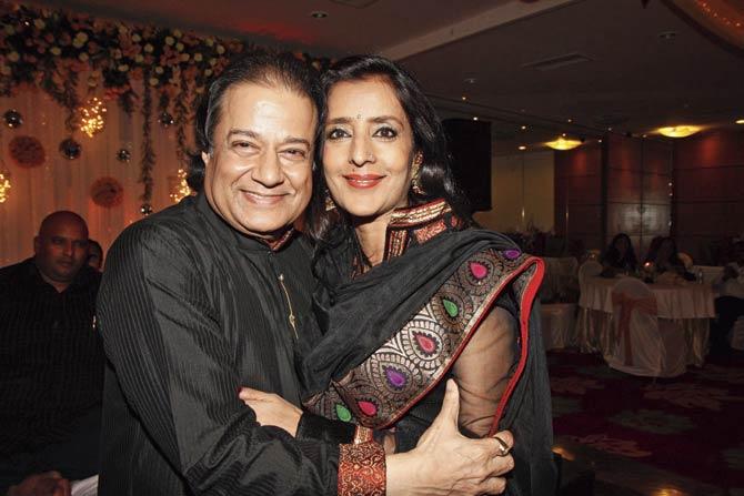 An earlier frame of Anup Jalota with wife Medha