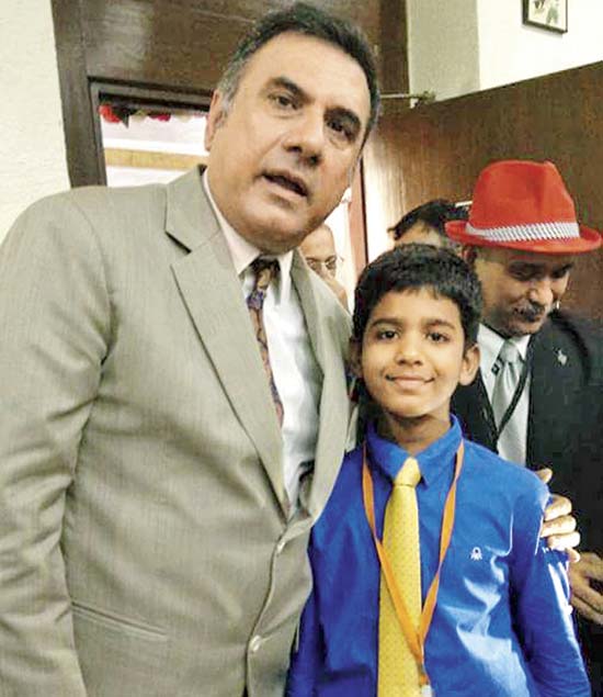 Actor Boman Irani with one of the younger students at St Mary’s, Mazagaon