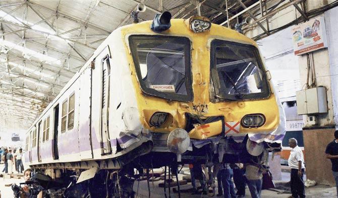 The train accident at Churchgate on June 28, wherein the local climbed onto platform no 3. File pic