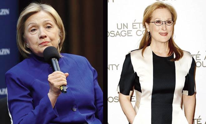 Hillary Clinton and Meryl Streep (right). Pics/Getty Images