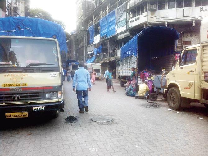 Residents of Chira Bazaar claim the tempos and trucks are parked in the area all day