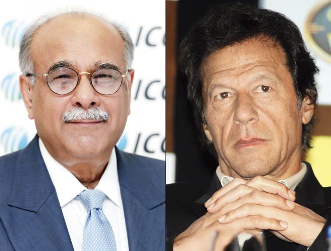 Imran Khan (right) has repeatedly lied about various things but one of his most criminal lies was about renowned journalist and former caretaker Chief Minister Punjab, Mr Najam Sethi (left).  Pic/Getty Images