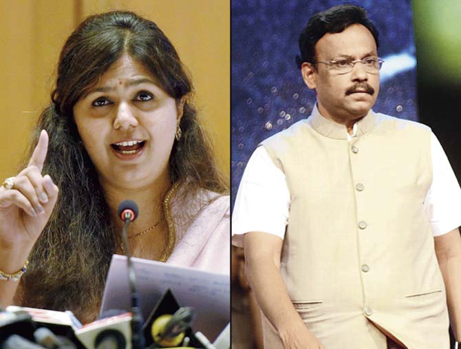 Ministers Pankaja Munde and Vinod Tawde have been mired in controversy following accusations of not following tender norms. File pics