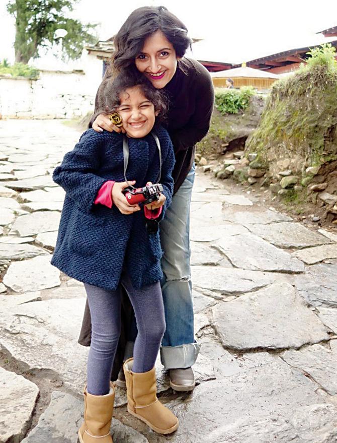 Payal Khandwala with her six-year-old daughter, Mira, in Bhutan