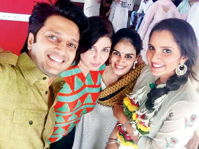 From left: Riteish Deshmukh, Farah Khan, Genelia Deshmukh and Sania Mirza