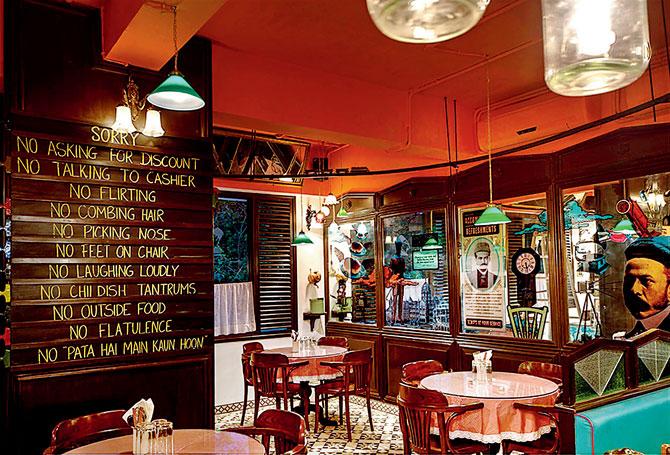 The board of rules at SodaBottleOpenerWala in Khan Market, Delhi, is inspired by the one that hung at Dhobi Talao’s Bastani & Co., before it downed shutters in 2004, following a feud among partners