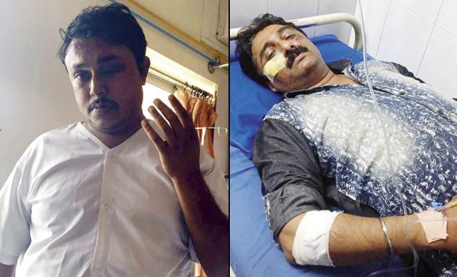 Santosh Mishra (left) and Shashi Sharma, the two injured reporters, alleged that four cops saw them being attacked but did not intervene