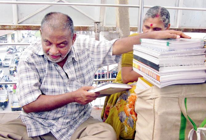 Visually impaired booksellers on streets by Sandhaya Umrannia