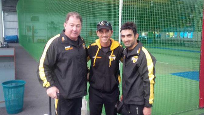 Gautam Gambhir with Geoff Marsh and Justin Langer