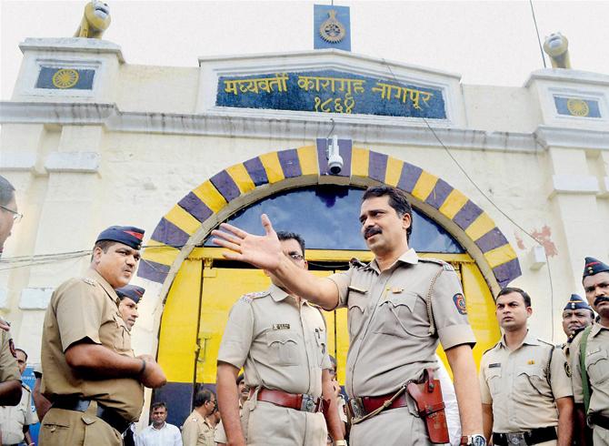 All hands on deck: Security has been beefed up outside the Nagpur Central Prison, where Yakub Memon is likely to be hanged. 