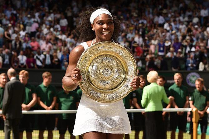 Serena Williams celebrates with the winner