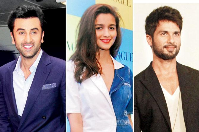 Ranbir Kapoor, Alia Bhatt and Shahid Kapoor