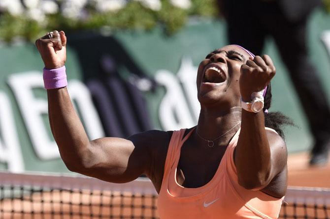 US Serena Williams reacts after a point against Czech Republic