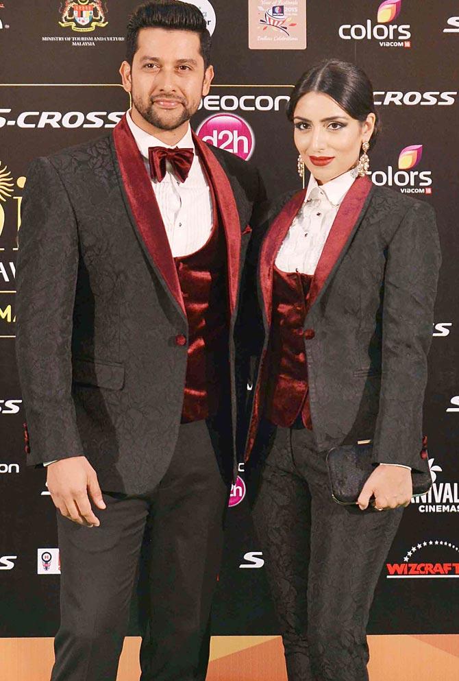 Aftab Shivdasani and his wife Nin Dusanj at IIFA Awards 2015