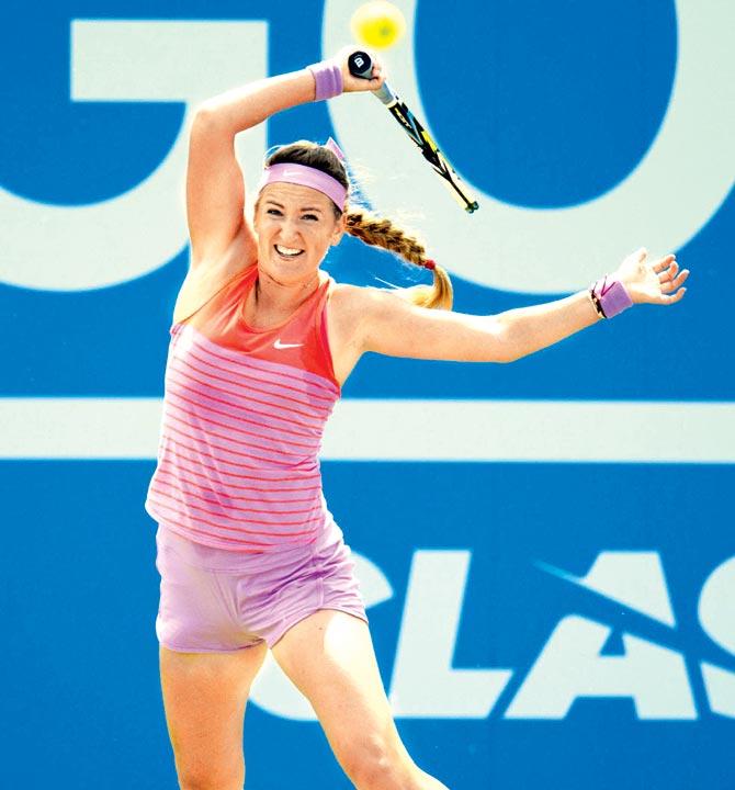 Victoria Azarenka during her match against Varvara Lepchenko Monday. Pic/AFP