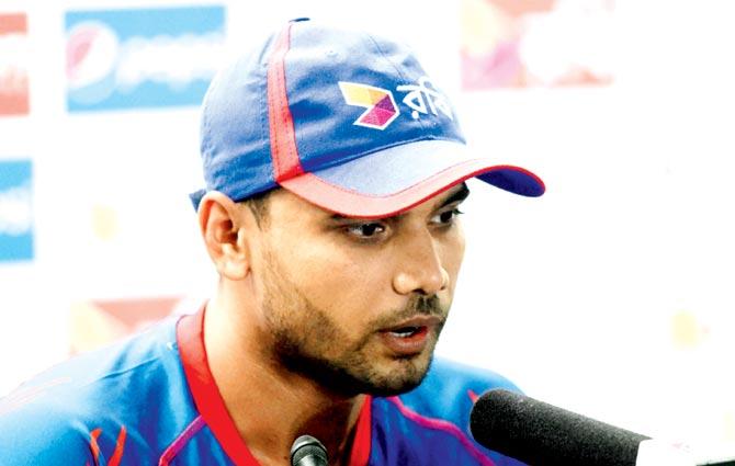 Bangladesh skipper Mashrafe Mortaza interacts with media in Mirpur yesterday. Pic/AFP