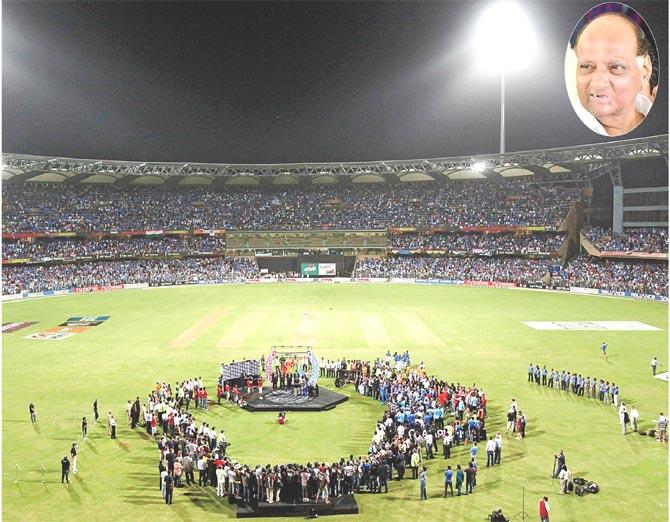 A file picture of the Wankhede Stadium. Inset: Sharad Pawar