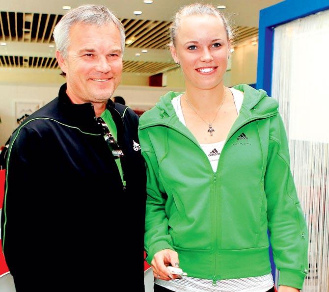 Caroline Wozniacki with her father and coach Piotr. Pic/Getty Images