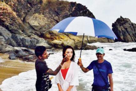 Amy Jackson on the sets of 'Singh Is Bling'