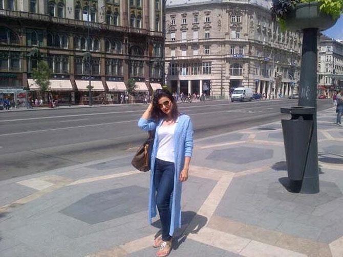 Ameesha Patel captioned the photo, "Leaving for Vienna today... Goodbye majestic Budapest". Picture courtesy: Ameesha Patel