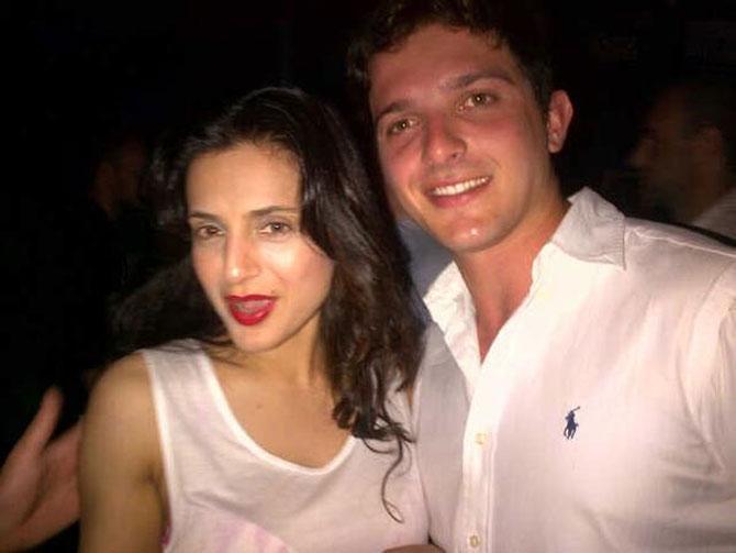 Ameesha Patel captioned the photo, "Partying w my friend victor from Brazil last nite". Picture courtesy: Ameesha Patel
