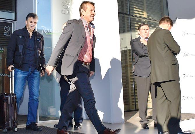 Brazil coach Dunga leaves the hotel in Concepcion, Chile yesterday, a day after his team crashed out of the Copa America losing 3-4 to Paraguay via penalty shootout in the quarter-finals on Saturday. Pic/AFP