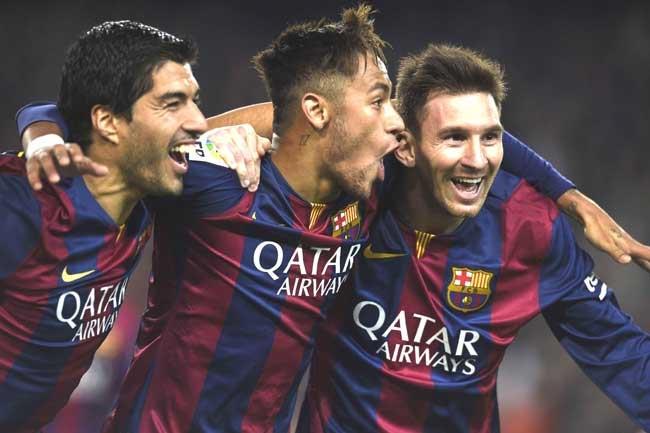 Luis Suarez, Neymar and Lionel Messi. Pic/AFP